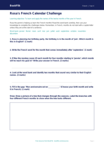 Free Months Of The Year Worksheet | Class 4 | French | BookFlik