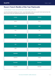 Free Months Of The Year Flashcards | Class 5 | French | BookFlik