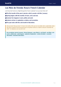 Free Months Of The Year Poster | Class 5 | French | BookFlik
