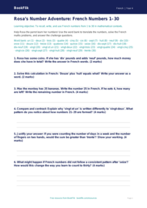 Class 4 French Numbers Worksheet | CBSE Curriculum | BookFlik