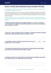 Free School Activity Sheet | Class 4 | French | BookFlik