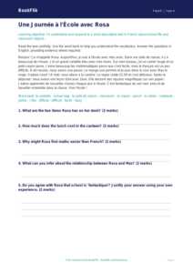 Class 4 French School Vocabulary Comprehension | CBSE Resource
