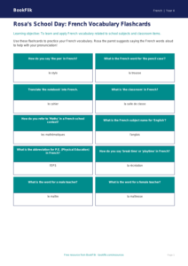 School Flashcards Class 4 French | CBSE Curriculum | BookFlik