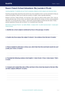 Class 4 French School Vocabulary Worksheet | CBSE Curriculum | BookFlik