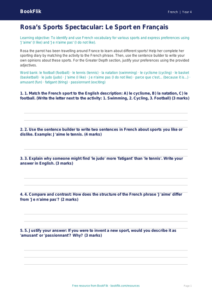 Class 4 French Sports Activity Sheet | CBSE Curriculum | BookFlik