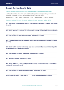 French Sports Vocabulary Quiz for Class 5 | CBSE | BookFlik