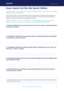 French Sports Vocabulary Worksheet | Class 5 CBSE | BookFlik