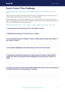 Telling the Time in French: Class 4 Worksheet | CBSE Curriculum