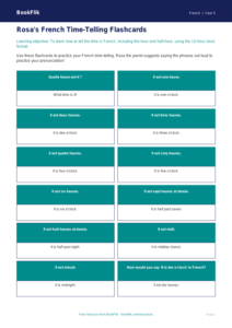 Telling the Time in French: Class 5 Learning Resources | BookFlik