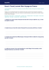 French Transport Vocabulary Worksheet | Class 4 CBSE | BookFlik