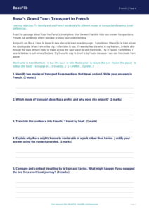Transport Track Sheet for Class 4 French | CBSE Curriculum