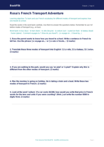 Free French Transport Worksheet | Class 4 | BookFlik