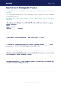 Transport Worksheet for Class 5 French | CBSE NCERT | BookFlik