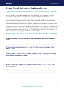 Verbs and Tenses French Worksheet for Class 4 | CBSE Curriculum