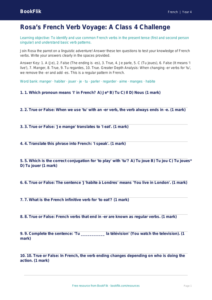 Verbs and Tenses Quiz for Class 4 | French Grammar | BookFlik