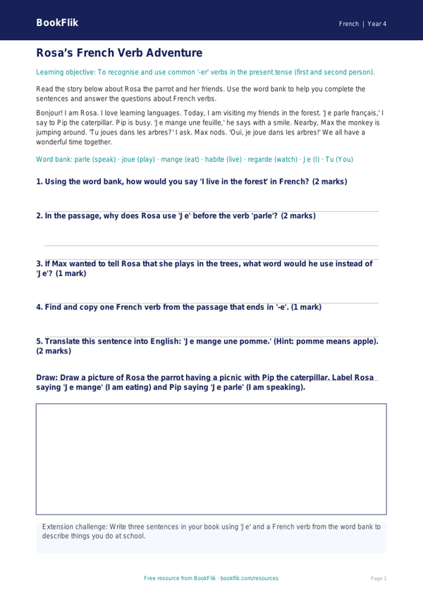 Free Verbs and Tenses Track Sheet | Class 4 French | BookFlik worksheet preview — French Verbs And Tenses