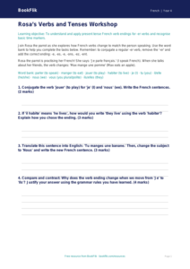 Class 4 French Verbs and Tenses Worksheet | CBSE Curriculum | BookFlik