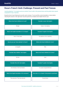 Class 5 French Verbs and Tenses Practice | CBSE Curriculum | BookFlik