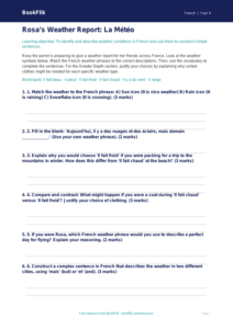 French Weather Activity Sheet for Class 4 | CBSE Curriculum | BookFlik
