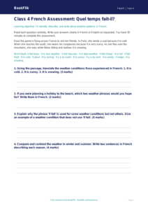 French Weather Assessment for Class 4 | CBSE Curriculum | BookFlik