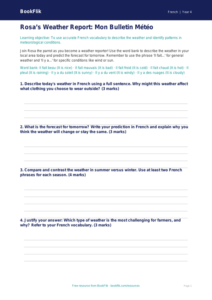 French Weather Lesson Plan & Worksheet | Class 4 CBSE | BookFlik