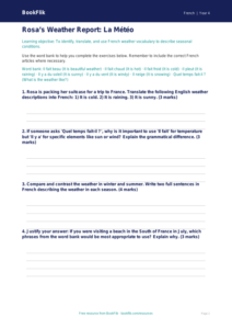 French Weather Worksheet for Class 4 | CBSE Curriculum | BookFlik