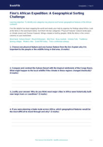 Free Africa Activity Sheet | Class 4 | Geography | BookFlik
