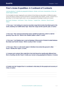Asia Activity Sheet for Class 4 | Geography | CBSE Curriculum