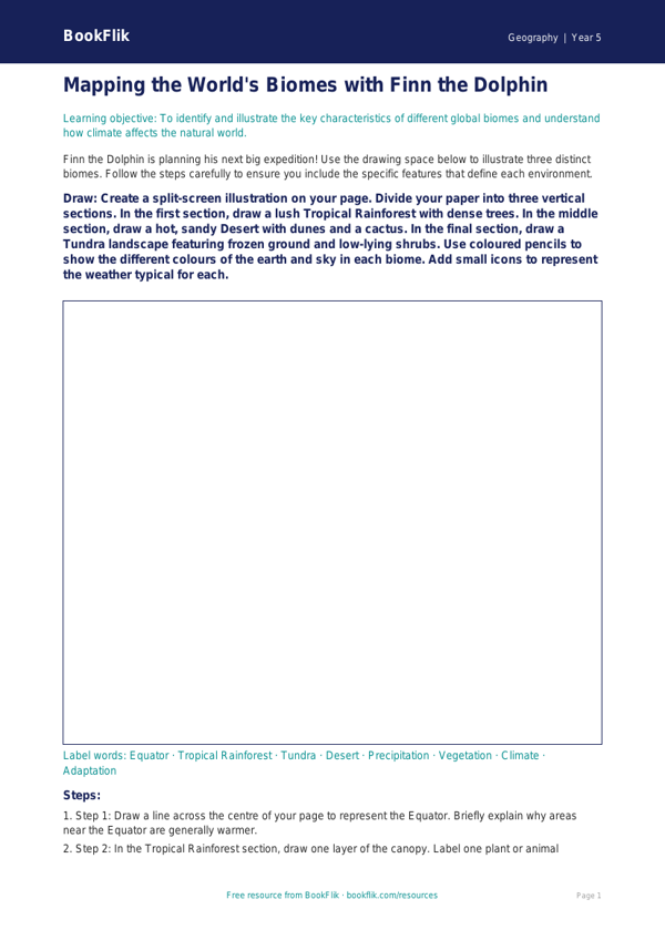 Free Biomes Drawing Sheet | Class 5 | Geography | BookFlik worksheet preview — Geography Biomes