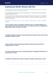 Free Biomes Worksheet | Class 5 Geography | CBSE NCERT | BookFlik
