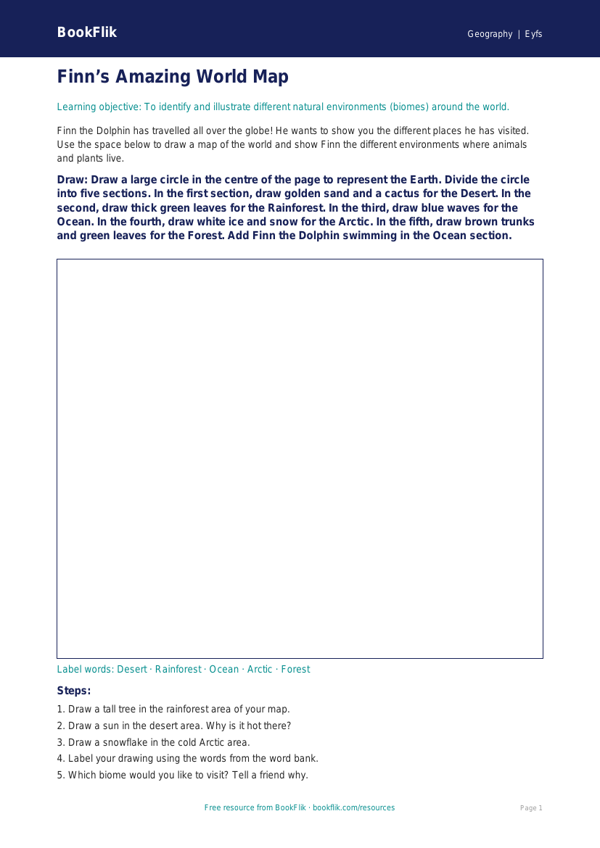 Free Biomes Drawing Sheet | Nursery / LKG | Geography | BookFlik worksheet preview — Geography Biomes