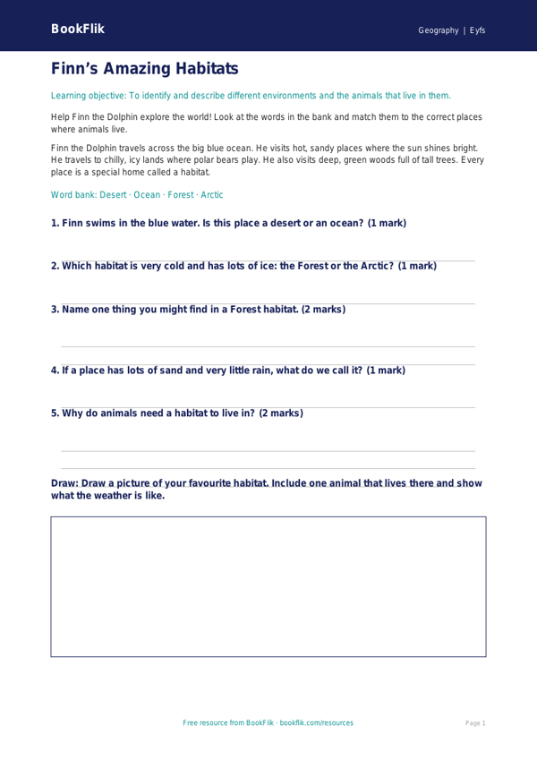 Free Biomes Worksheet | Nursery / LKG | Geography | BookFlik worksheet preview — Geography Biomes