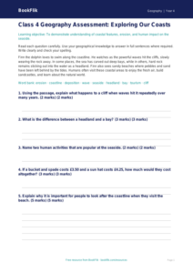 Free Coasts Assessment | Class 4 | Geography | BookFlik