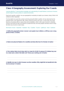 Coasts Assessment Class 4 Free | Geography Worksheet | BookFlik