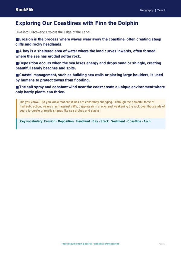 Free Coasts Poster | Class 4 | Geography | BookFlik worksheet preview — Geography Coasts