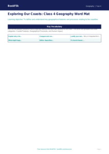 Free Coasts Word Mat | Class 4 | Geography | BookFlik