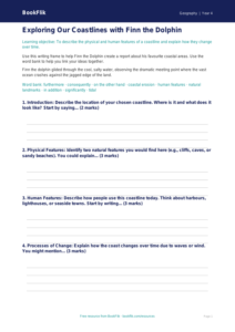Free Coasts Writing Frame | Class 4 | Geography | BookFlik