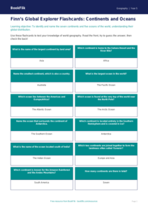Free Continents And Oceans Flashcards | Class 5 | Geography | BookFlik