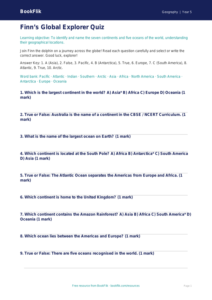 Free Continents And Oceans Quiz | Class 5 | Geography | BookFlik