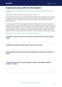 Europe Geography Comprehension Worksheet | Class 4 | CBSE | BookFlik