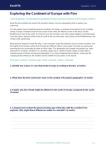 Europe Geography Comprehension for Class 4 | CBSE Resource
