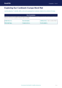 Europe Geography Word Mat for Class 4 | CBSE Learning Resources