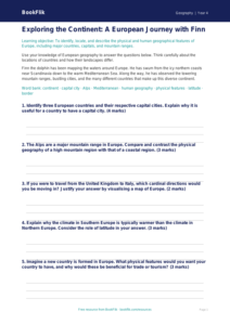 Europe Worksheet for Class 4 | CBSE Geography | BookFlik