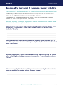 Europe Geography Writing Frame | Class 4 CBSE | BookFlik