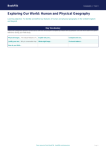 Free Human And Physical Geography Word Mat | Class 4 | Geography | BookFlik