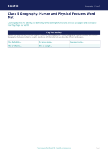Free Human And Physical Geography Word Mat | Class 5 | Geography | BookFlik