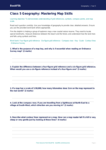 Free Map Skills Assessment | Class 5 | Geography | BookFlik