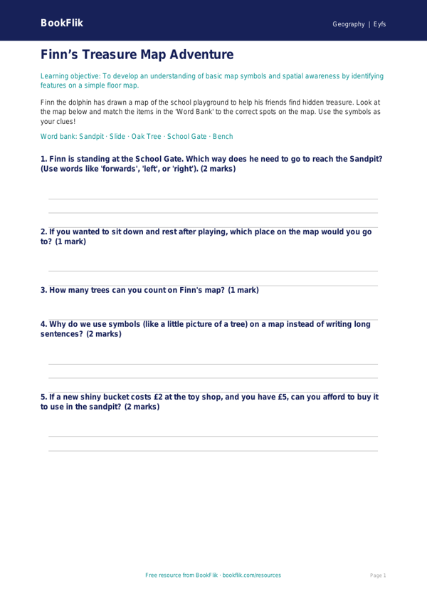 Free Map Skills Activity Sheet | Nursery / LKG | Geography | BookFlik worksheet preview — Geography Map Skills