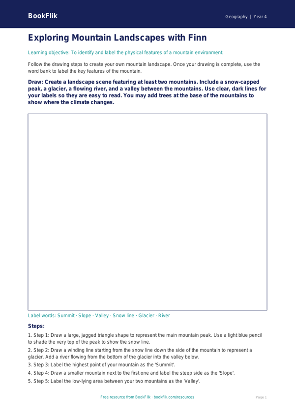 Geography mountains drawing sheet class 4 core worksheet preview — Geography Mountains