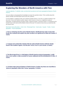 Free North America Worksheet | Class 4 | Geography | BookFlik